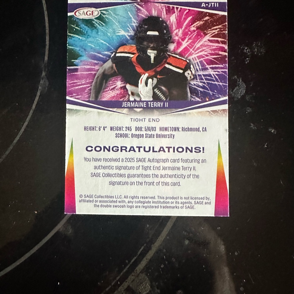 Beautiful Autographed Card - Picture 3 of 4